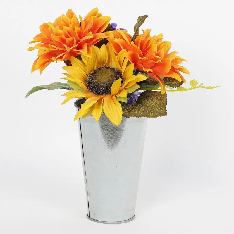 Spring Multicolor Florals on Tin pot