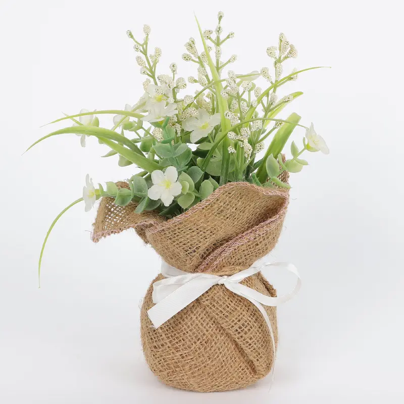 Spring Tiny Cream Florals with Jute Base