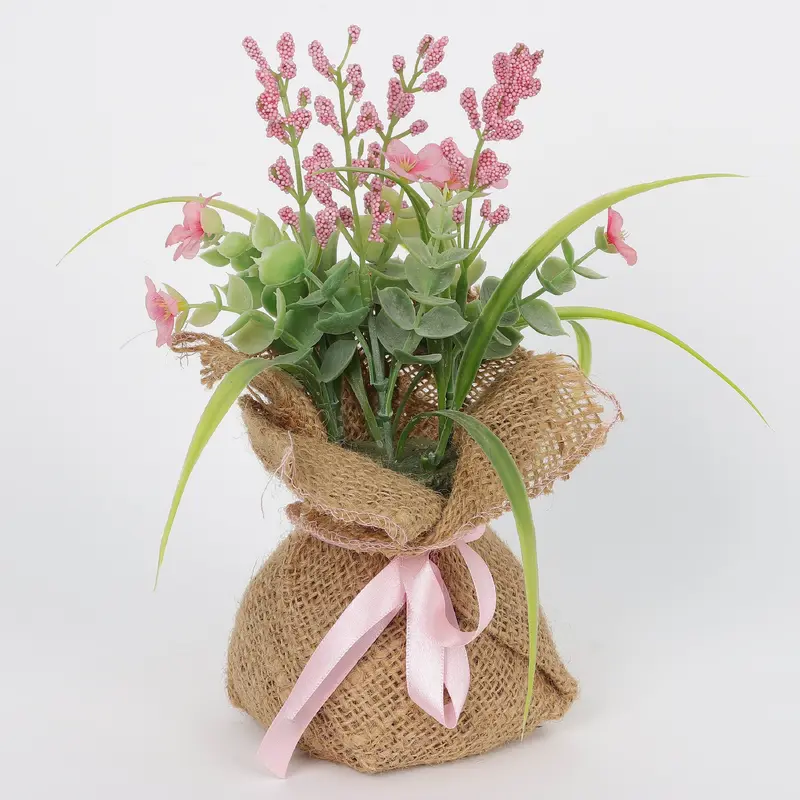 Spring Tiny Pink Florals with Jute Base