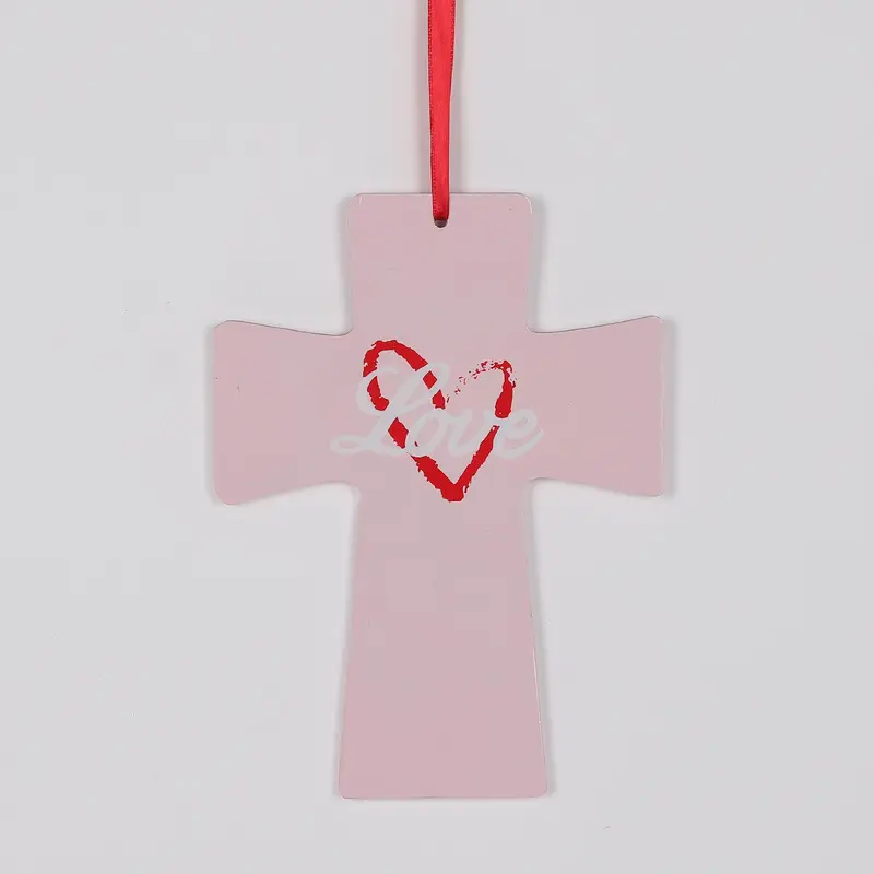 Valentines Hanging Pink Cross