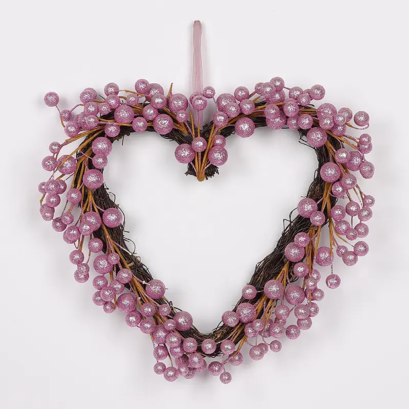 Valentines Pink Beaded Hanging Heart.