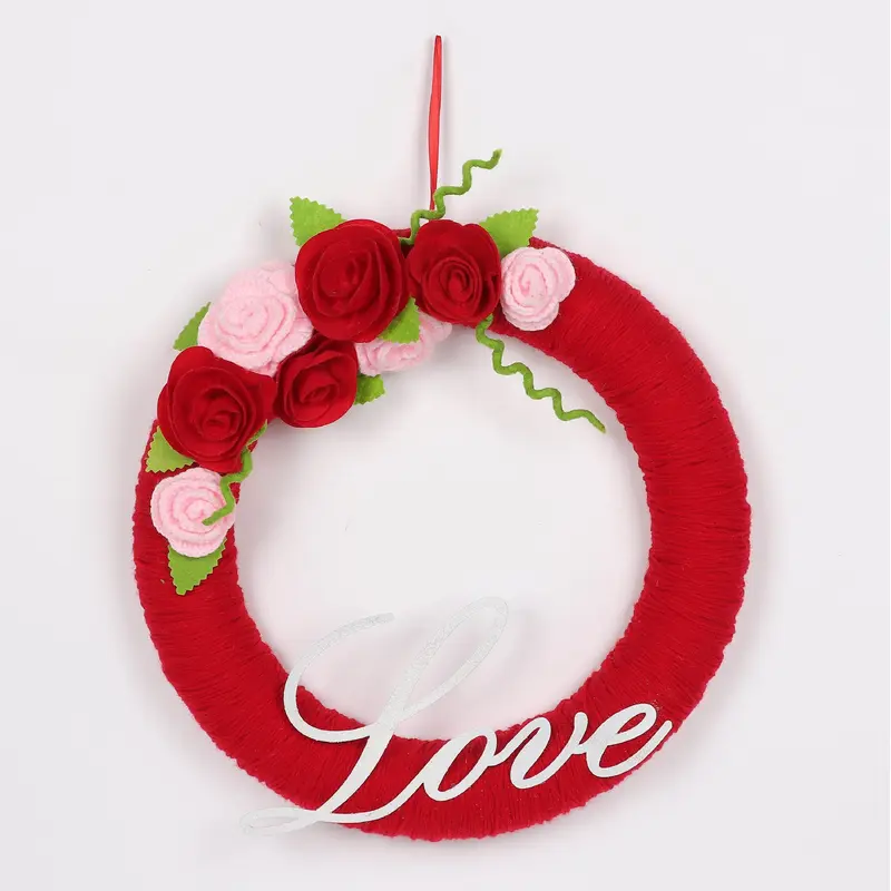 Valentines Red/Pink Fabric Floral Wreath