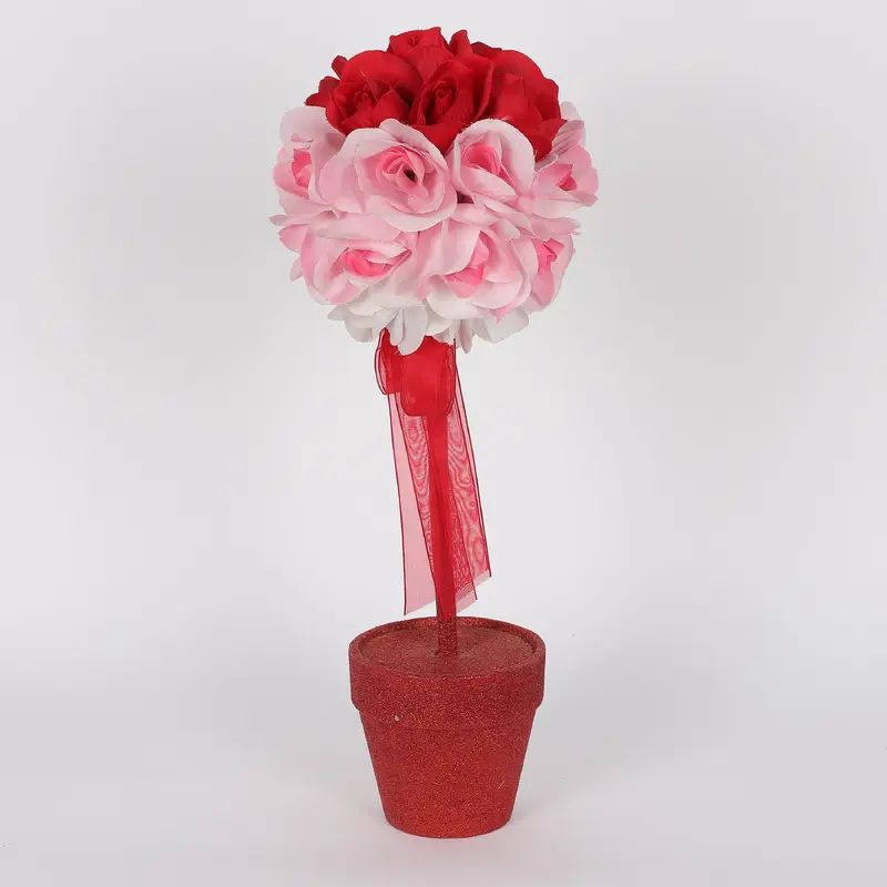 Valentines Red Pink Floral Topiary