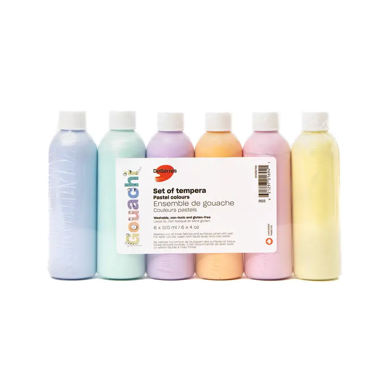Gouachi Washable Tempera Set - Pastel, 6 x 4 oz