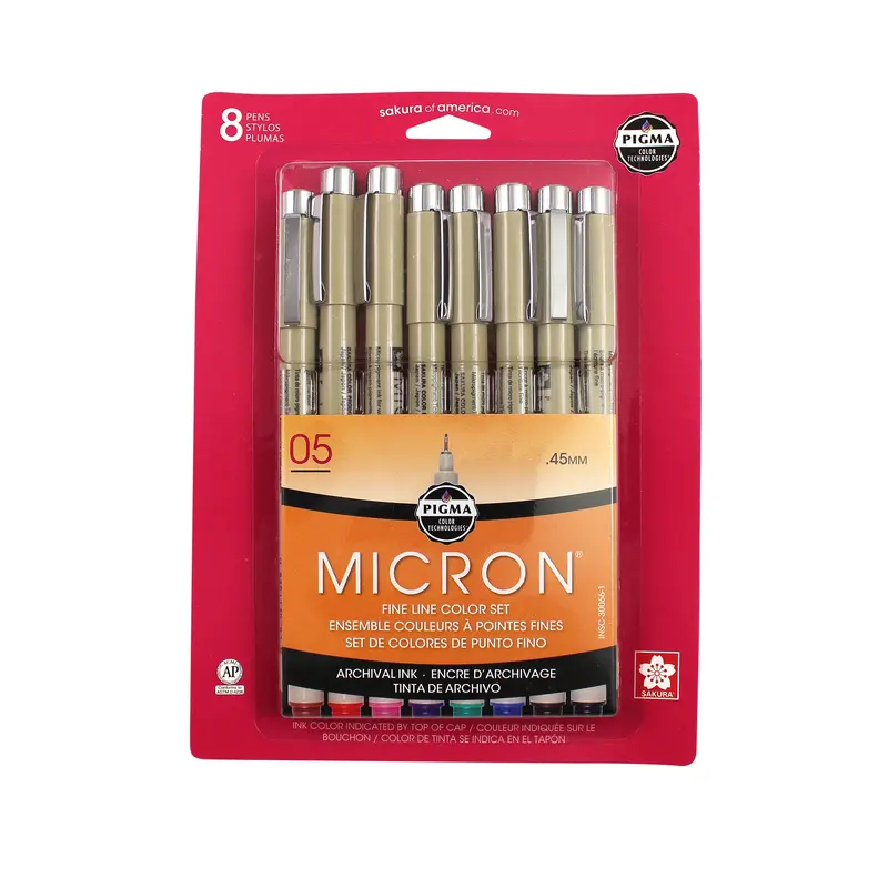 8-Pack Pigma Micron Pens - Assorted Colours
