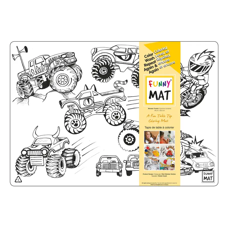 Funny Mat Colouring Placemat - Trucks