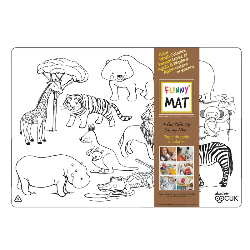Funny Mat Colouring Placemat - Wild Animals