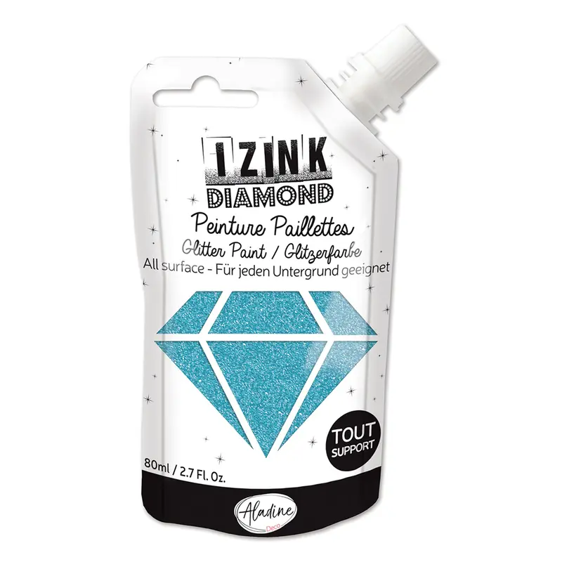 Izink Diamond Glitter Paint : Powder Pink - Sky Blue