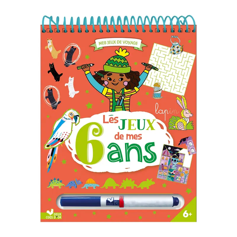 Les jeux de mes 6 ans - bloc avec feutre effaable - French Ed.