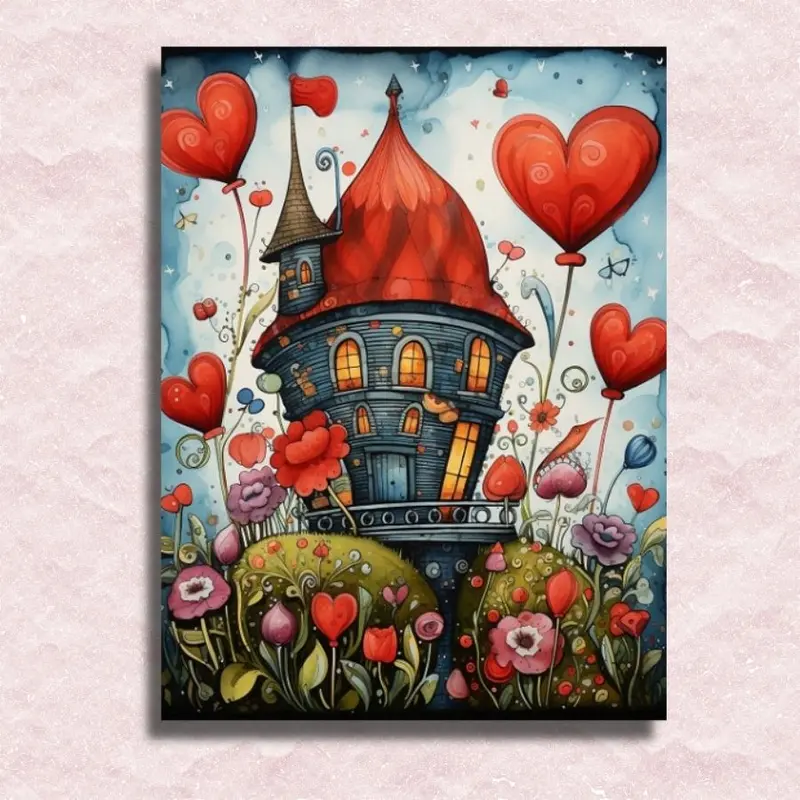 Romantic Hearts House - Paint by Numbers Kit