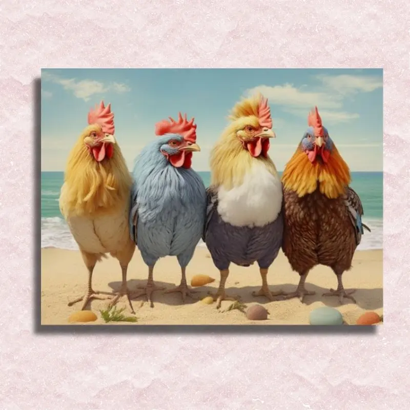 Roosters on Vacation - Paint by Numbers