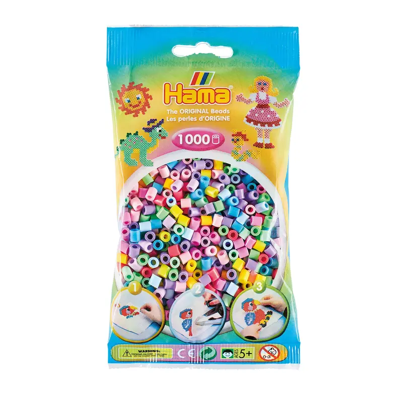 1,000-Pack Hama Midi Beads - Pastel