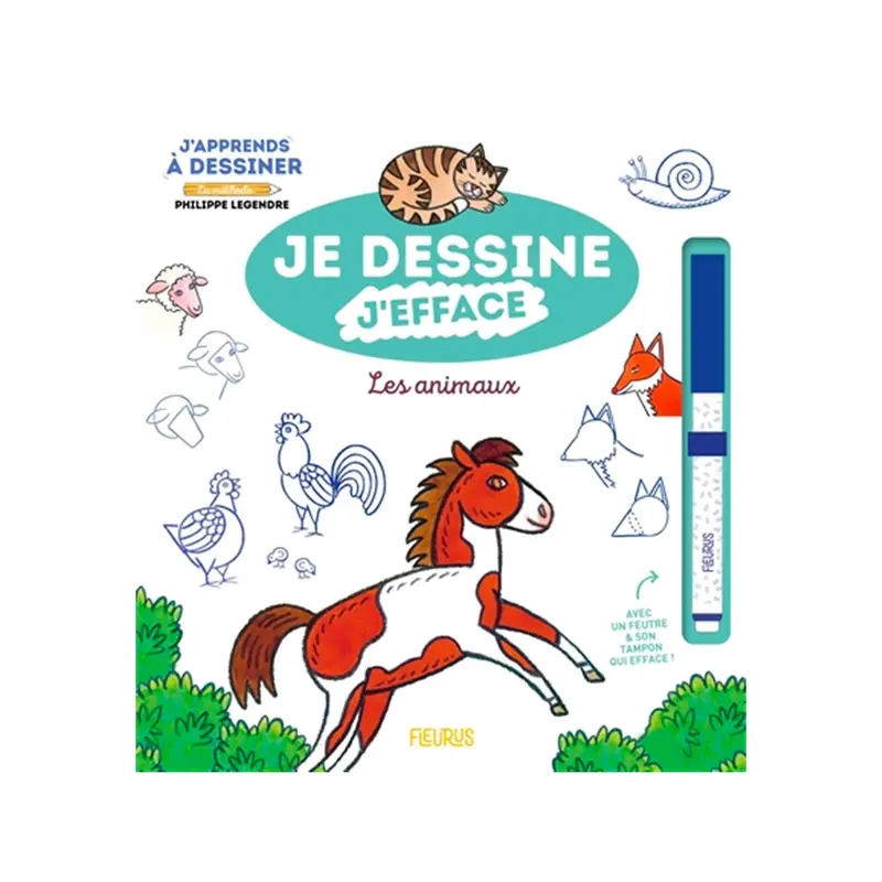 Je dessine, j'efface - J'apprends  dessiner les animaux - French Ed