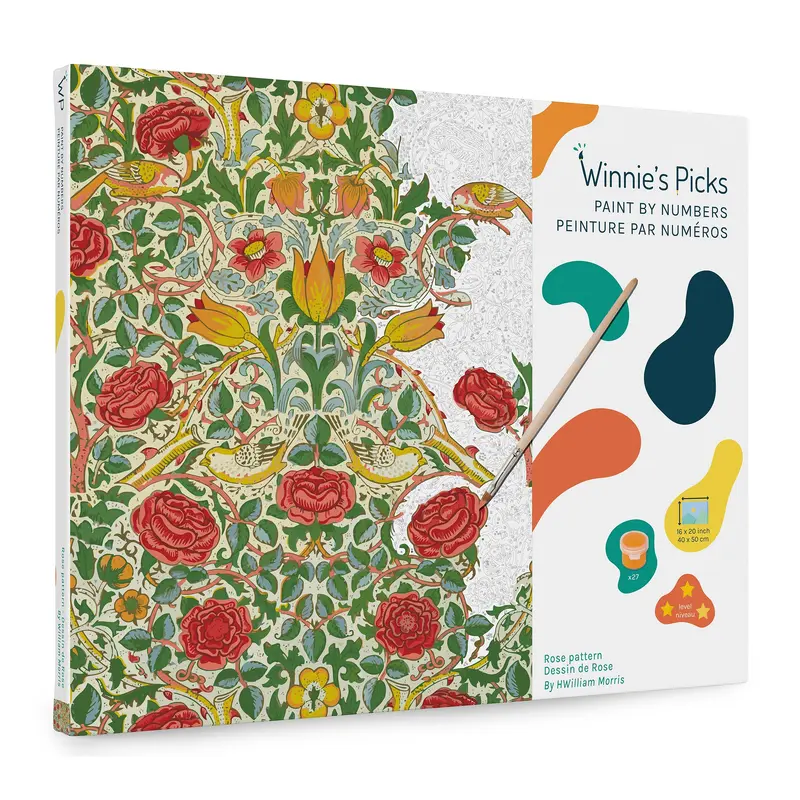 Paint by Numbers Kit - "Pink & Rose, Morris"