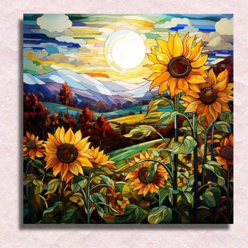 Stained Glass Sunflower Field