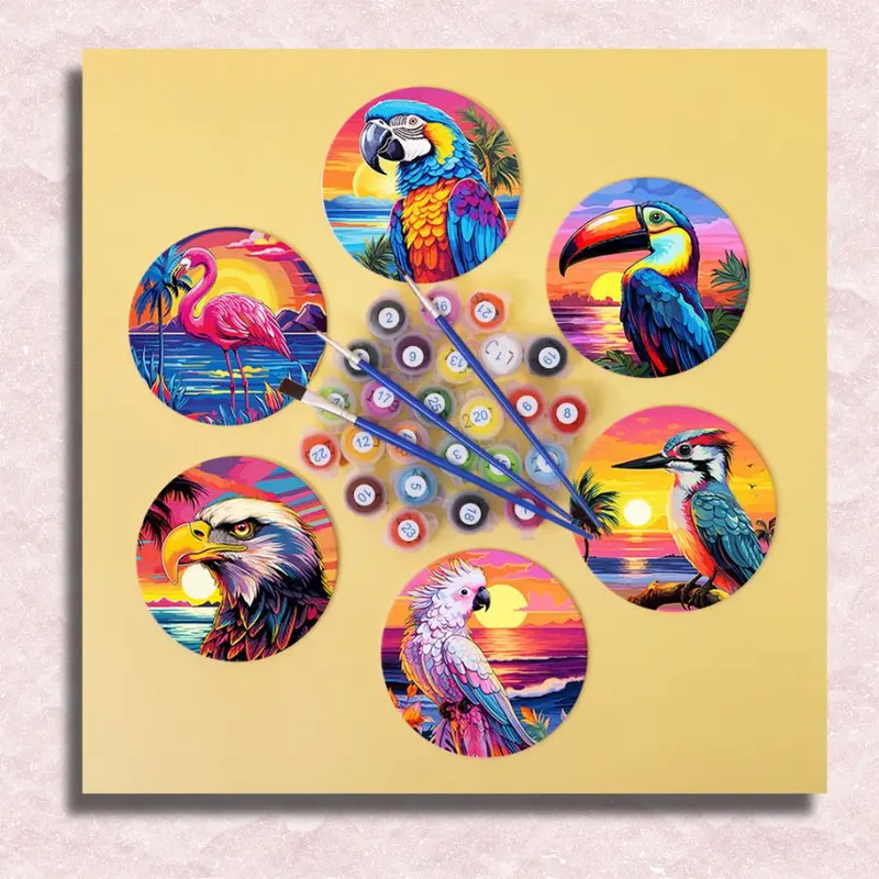 Sunset Birds Coasters 6 Pack Paint by Numbers