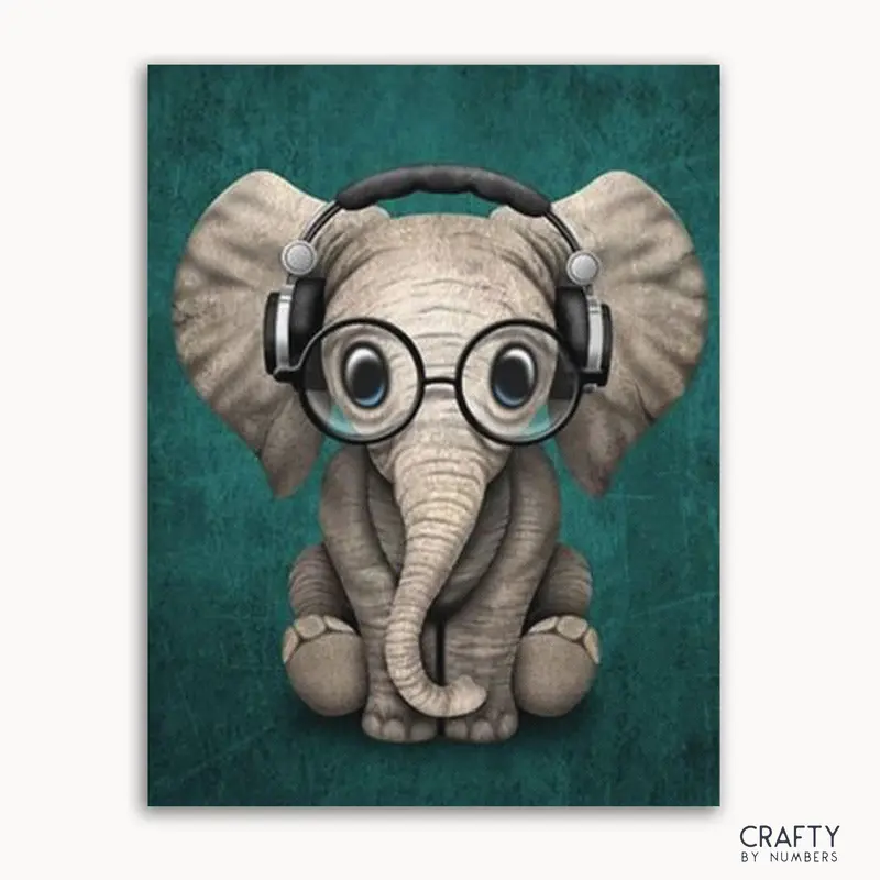 Baby Elephant With Headphones