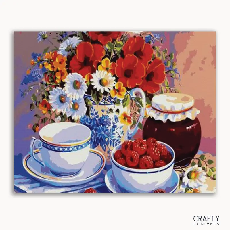 Cup Set With Decorative Flowers