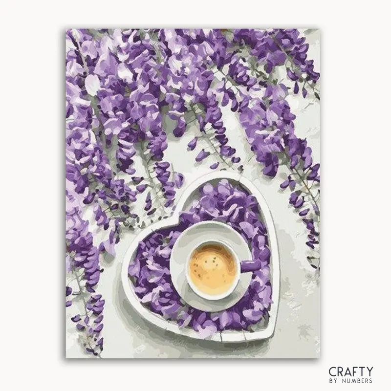 Coffee And Purple Flowers Art