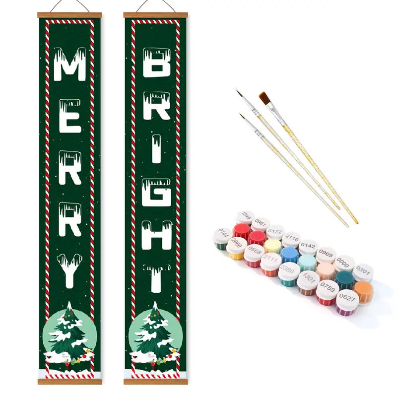 Merry & Bright  Porch Sign Paint by Numbers Kit