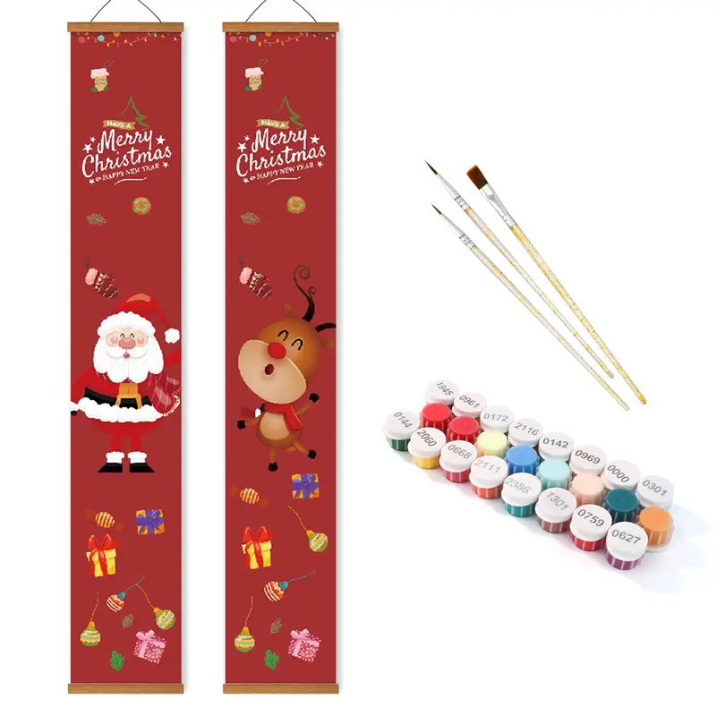 Santa & Rudolph  Porch Sign Paint by Numbers Kit