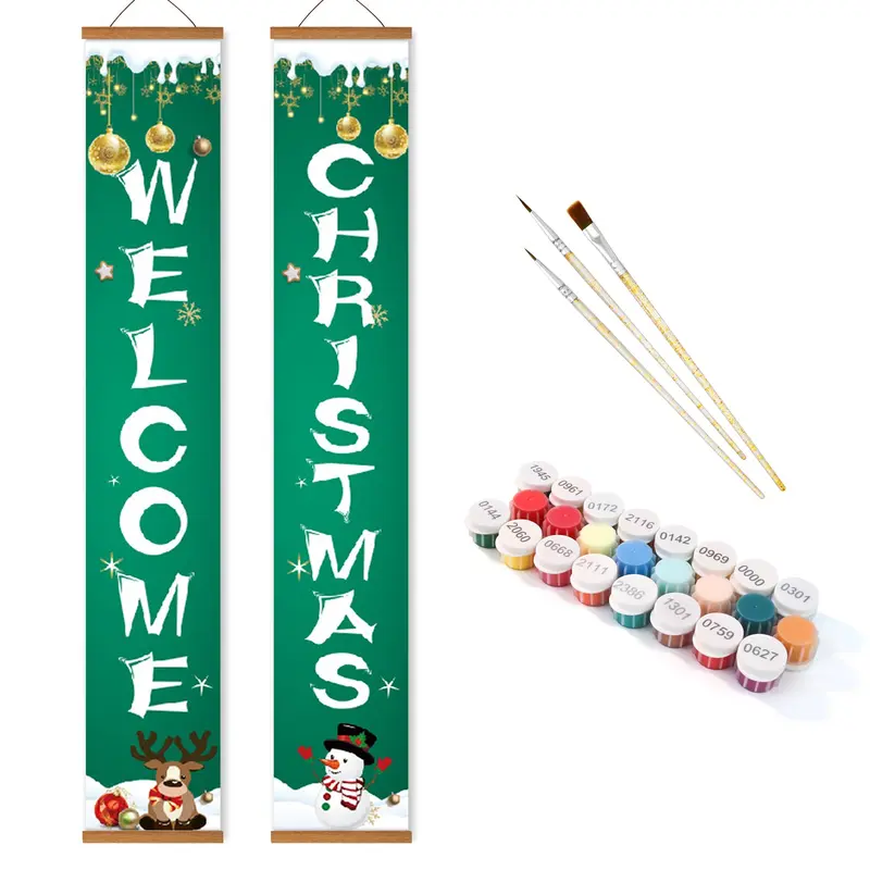 Welcome Christmas  Porch Sign Paint by Numbers Kit