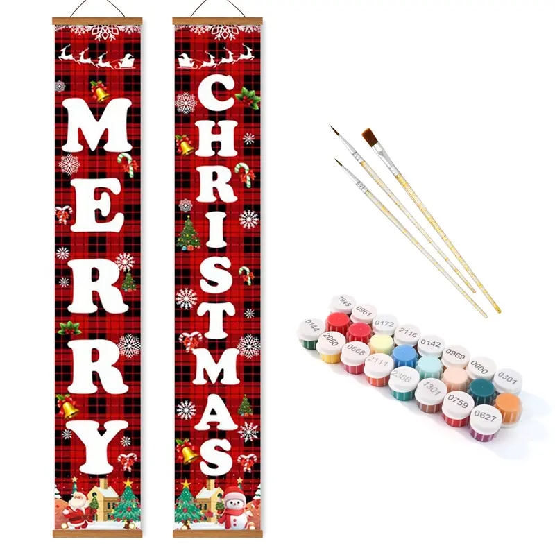 Festive Plaid Merry Christmas  Porch Sign