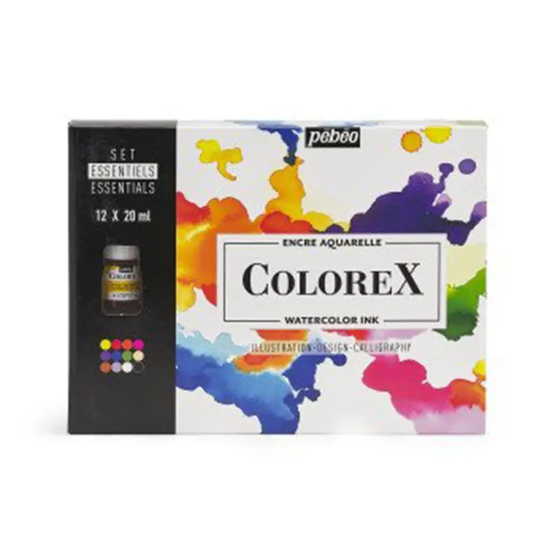 Colorex Watercolour Ink Set - Essential Colours, 12 x 20 ml