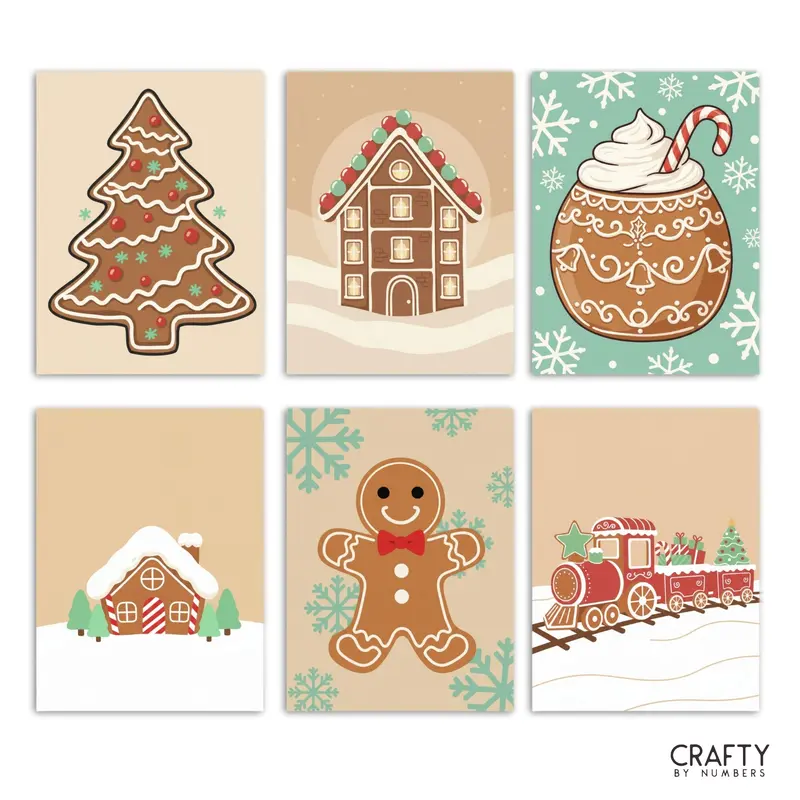 Cozy Gingerbread  Set of 6 Mini Paint by Numbers