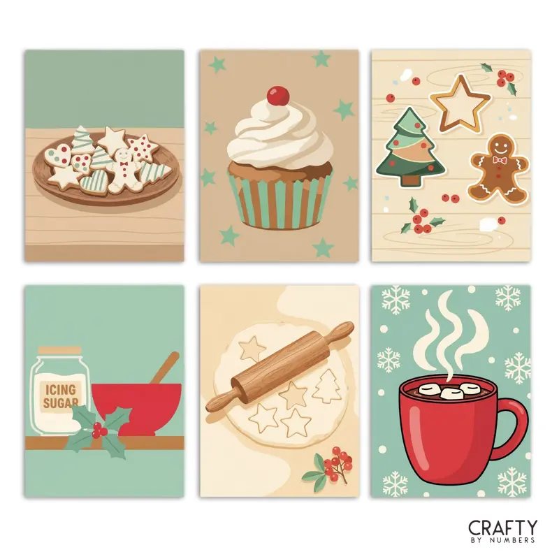 Holiday Baking  Set of 6 Mini Paint by Numbers