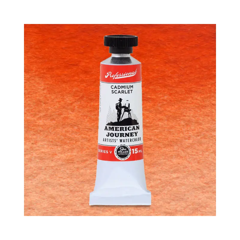 American Journey Artists' Watercolor - Cadmium Scarlet, 15 ml, (PR108)