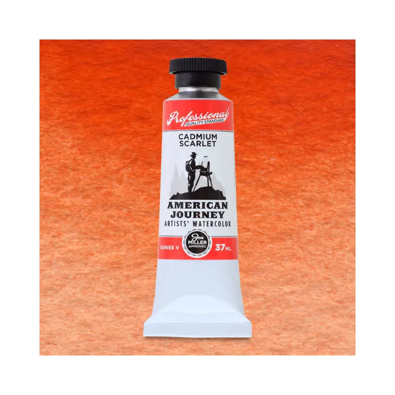 American Journey Artists' Watercolor - Cadmium Scarlet, 37 ml, (PR108)