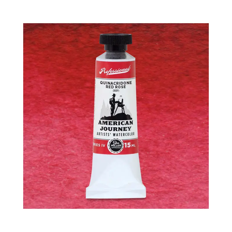 American Journey Artists' Watercolor - Quinacridone Red Rose Deep, 15 ml, (PV19)