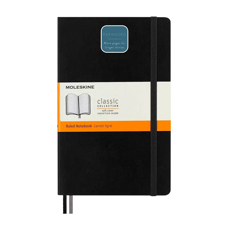 Large Classic Notebook - Black, Ruled, Soft Cover