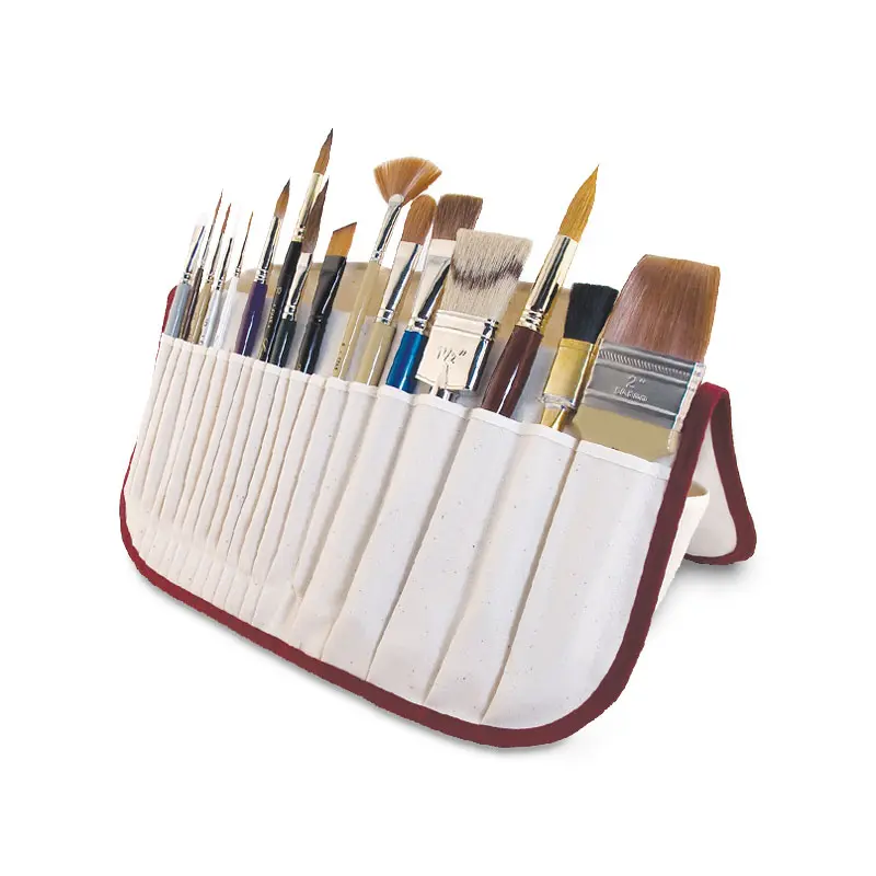 American Journey Canvas Brush Holder - Burgundy Trim