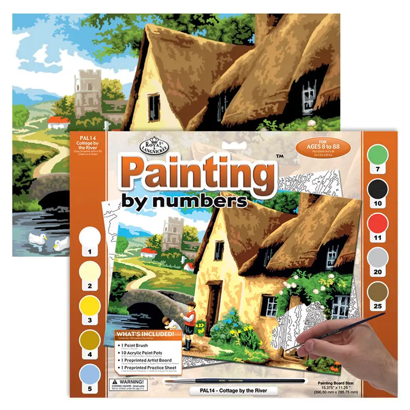 Paint by Numbers Kit - "Cottage by the River"
