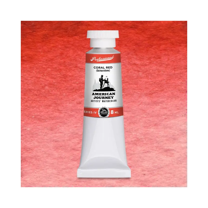American Journey Artists' Watercolor - Coral Red, 8 ml, (PR209)