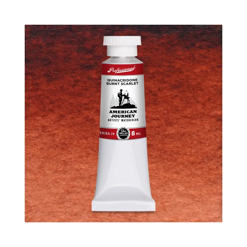 American Journey Artists' Watercolor - Quinacridone Burnt Scarlet, 8 ml, (PR206)