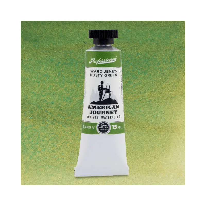 American Journey Artists' Watercolor - Ward Jene's Dusty Green, 15 ml, (PB36/PG7/PW6/PO62)