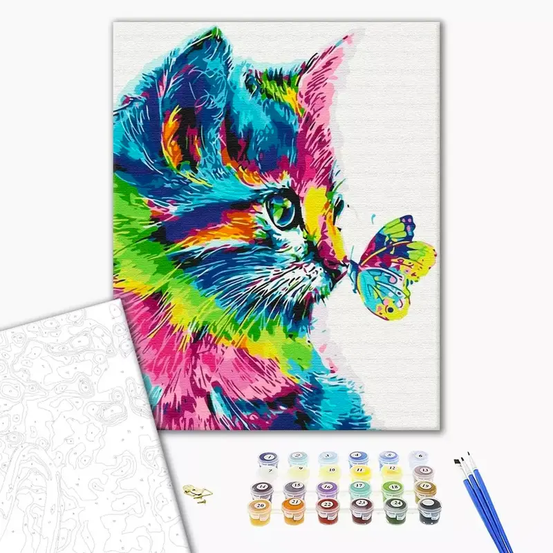 Paint by Numbers Kit - "Cat in Paint"