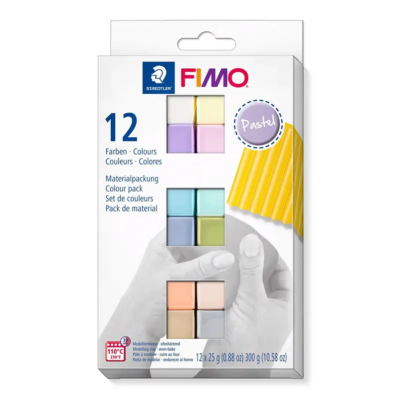 12-Piece FIMO Soft Polymer Clay Set - Pastel Colours