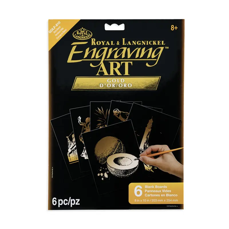 6-Pack Engraving Art Boards - Black/Gold