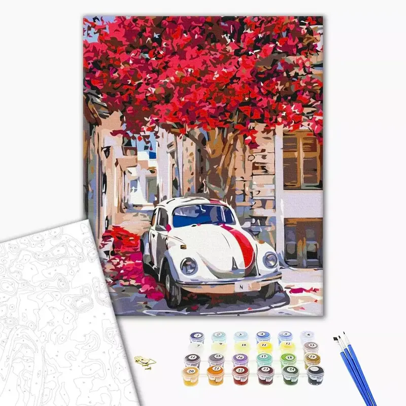 Paint by Numbers Kit - "Car on a Flowering Street"
