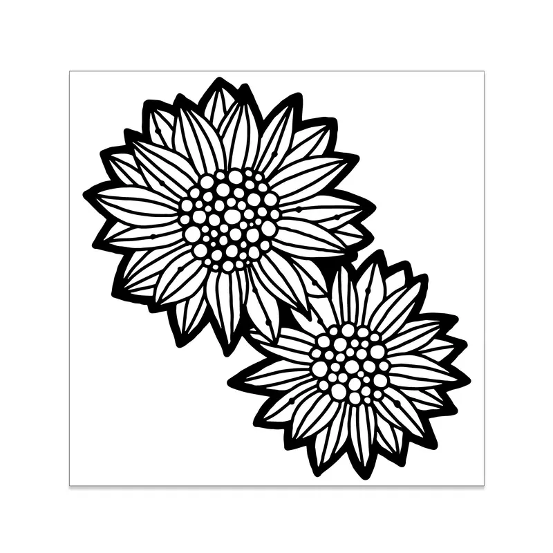Mixed Media Stencil - Wild Sunflowers, 6 x 6 in