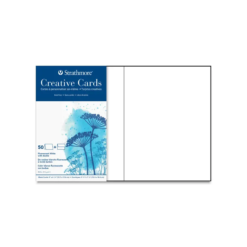 Strathmore Creative Cards and Envelopes - Fluorescent White Deckle, 5" x 6-7/8", 50 Pack