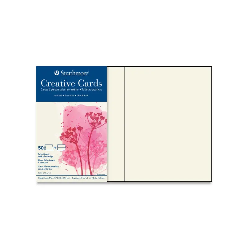 Strathmore Creative Cards and Envelopes - Palm Beach White (No Deckle), 5" x 6-7/8", 50 Pack