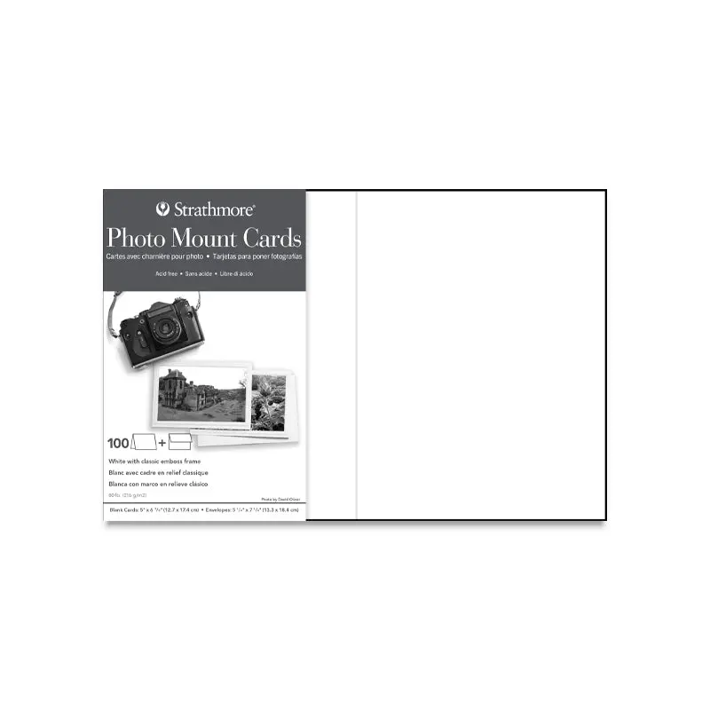 Strathmore Photo Mount Cards - Classic Emboss, White, 100 pack