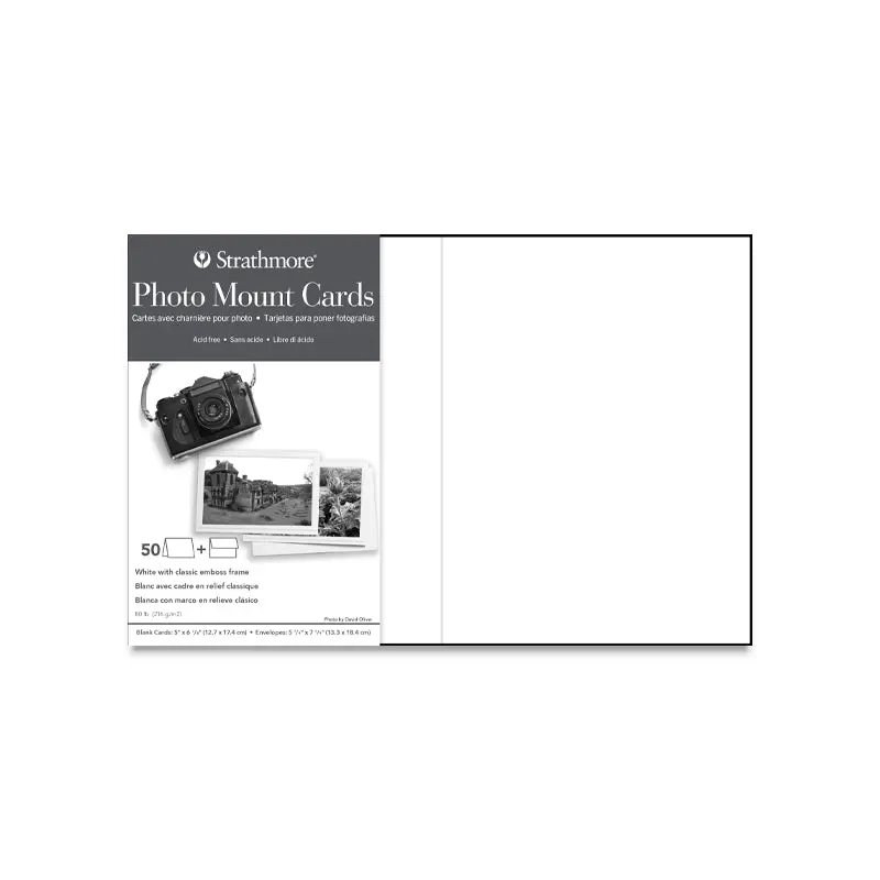 Strathmore Photo Mount Cards - Classic Emboss, White, 50 pack
