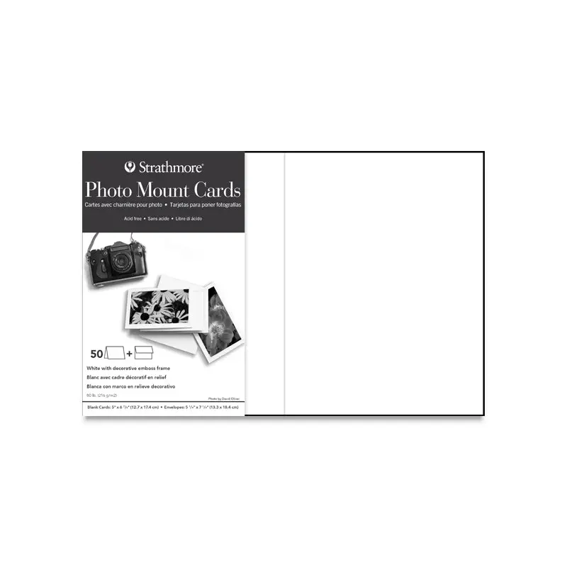 Strathmore Photo Mount Cards - Decorative Emboss, White, 50 pack