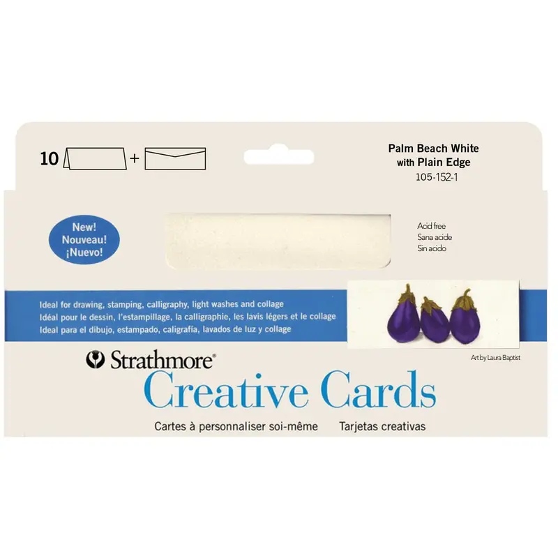 Strathmore Creative Cards and Envelopes - Palm Beach White Plain Slim, 3-7/8"  9", 10 Pack